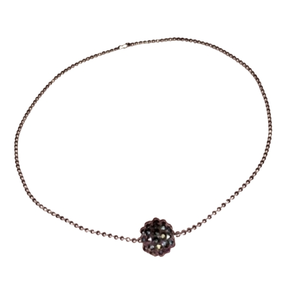 Black AB Rainbow Bead Choker Silver Ball Chain Handmade Necklace Any Length - Picture 2 of 9